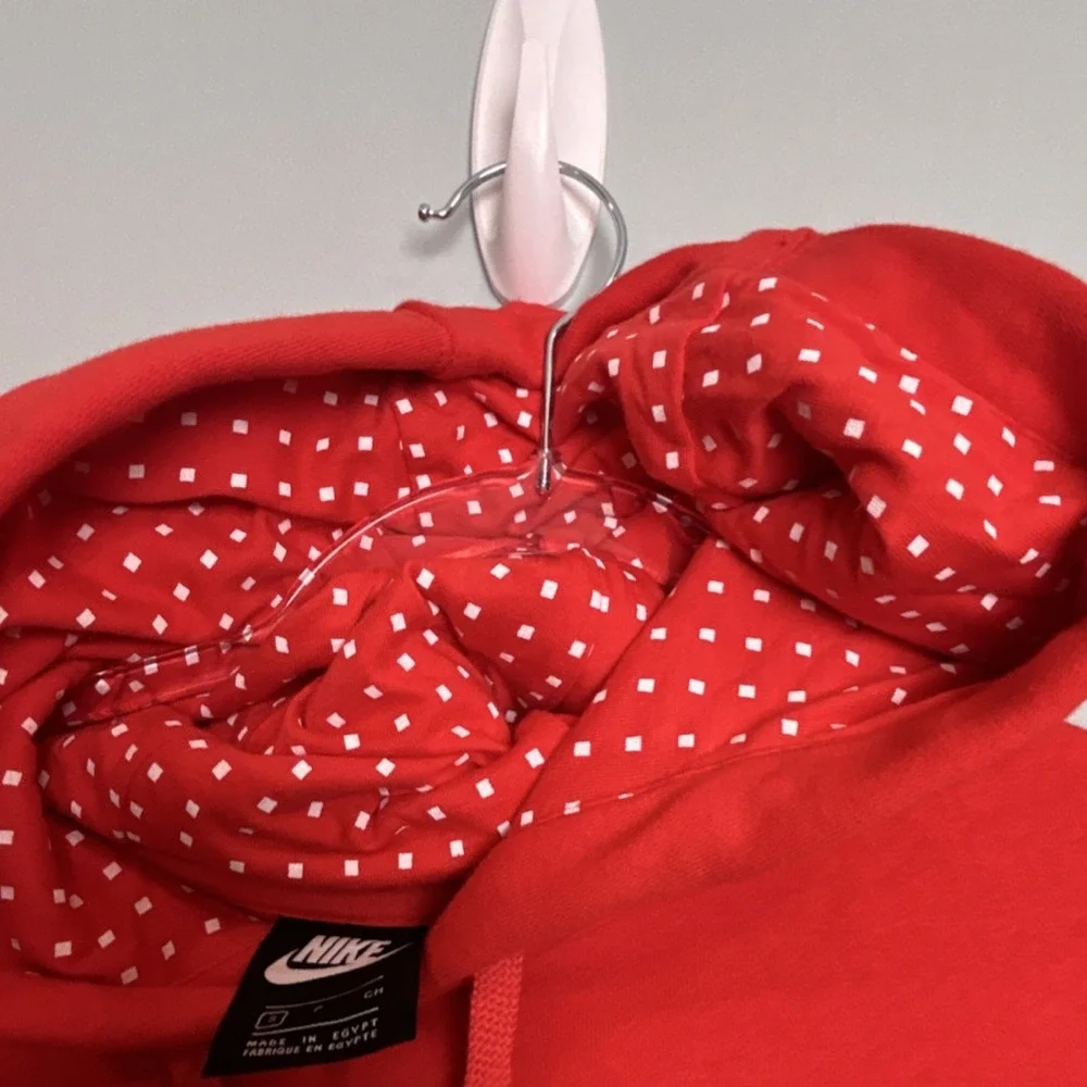 Nike‎ Red Polka Dot Graphic Print Hoodie Pullover Streetwear Casual Size Small